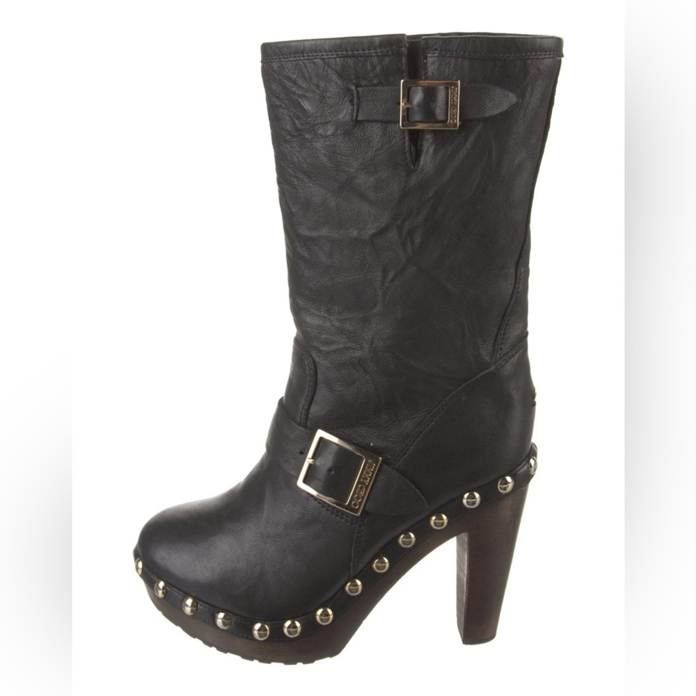⚜️Jimmy Choo Leather Mid-Calf Moto Boots with Studs⚜️